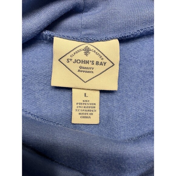 St. John’s Bay Womens Sz L Blue Fleece Pullover Cowl Neck Long Sleeve - Picture 2 of 6